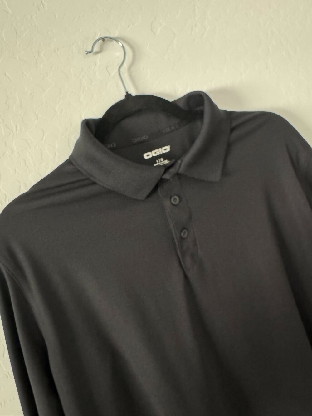 OGIO Long Sleeve Performance Polo Shirt Black Golf Athletic Men's Large L